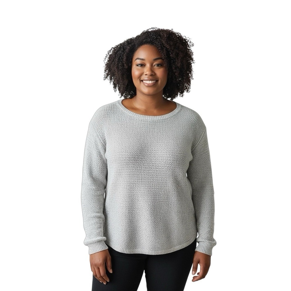 Fat Face Textured Knit Sweater‎ Gray Long Sleeve Pullover Women's Size 8 US